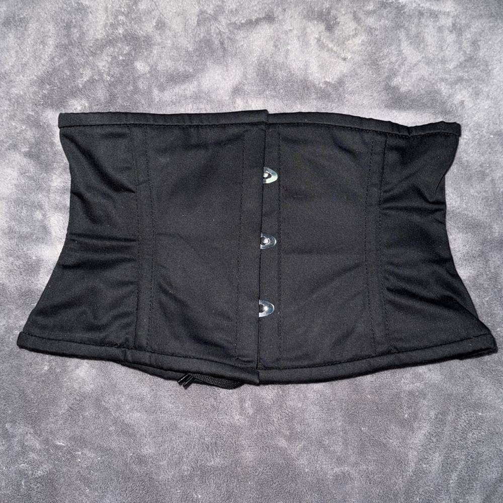 Black Cotton Waspie Corset, Size 22